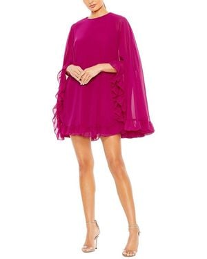 Mac Duggal High Neck Ruffle Hem Cape Mini Dress - Pink