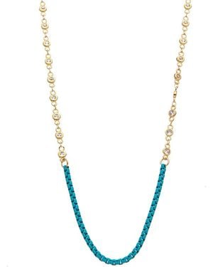 Juvell 18K Plated Cz Link Necklace - Blue