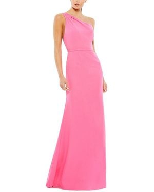 Mac Duggal One Shoulder Jersey Mermaid Gown - Pink