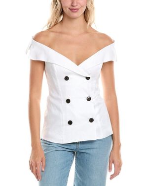 Bardot Eliora Button Front Linen Top - White