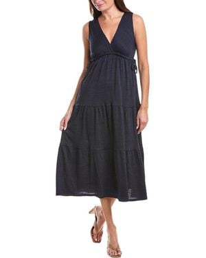 Max Studio V-Neck Tiered Maxi Dress - Blue