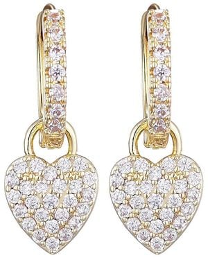 Adornia 14K Plated Cz Heart Huggie Earrings - White