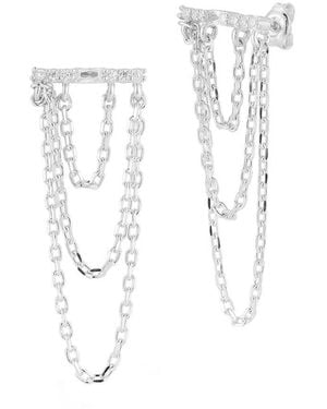 Sphera Milano Silver Cz Chain Earrings - White