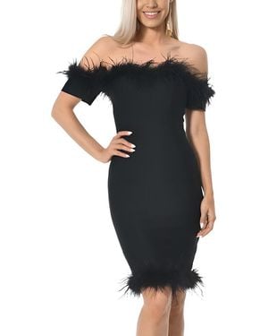 AMINA GLAM Solid Mini Dress - Black