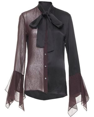 Loewe Asymmetric Sheer Pussy Bow Blouse, Size Fr (Authentic Pre-Loved) - Black