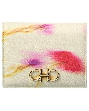 Ferragamo Gancini Leather Compact French Wallet - Pink