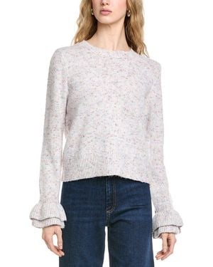 Cece Heart Jacquard Crew Jumper - White