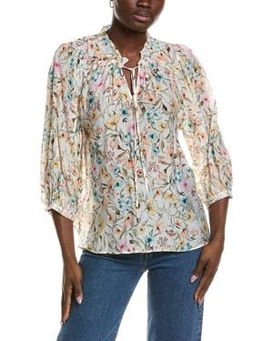 Vince Camuto Print Peasant Blouse - White