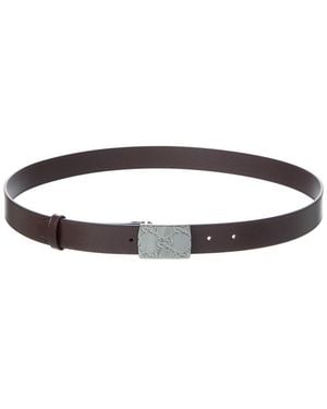 Gucci Rectangular Buckle Leather Belt - Brown