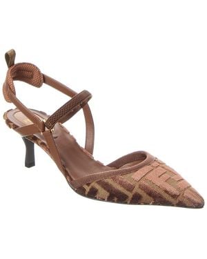 Fendi Colibri Lite Ff Jacquard Velvet Slingback Pump - Brown