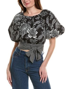 tyler boe Hannah Linen-Blend Top - Black