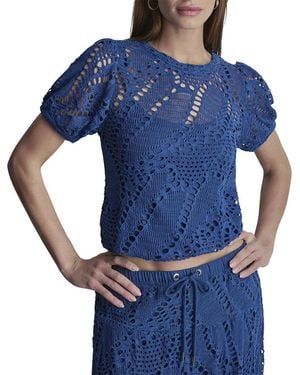DKNY Crochet Leaf Top - Blue