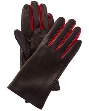 Bruno Magli 2-Tone Cashmere-Lined Leather Gloves - Red