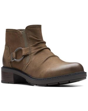 Clarks Hearth Faye Leather Bootie - Brown