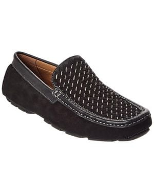 Donald J Pliner Damiano Woven Leather & Suede Loafer - Black
