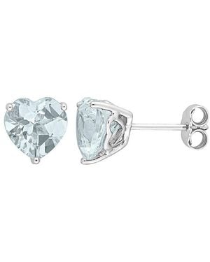 Rina Limor Silver 3.00 Ct. Tw. Aquamarine Heart Studs - White