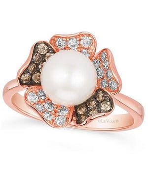 Le Vian Le Vian 14k Rose Gold 0.48 Ct. Tw. Diamond 8mm Pearl Ring - Pink