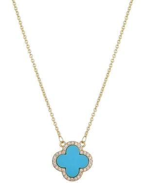 Adornia 14K Plated Cz Halo Clover Necklace - Blue