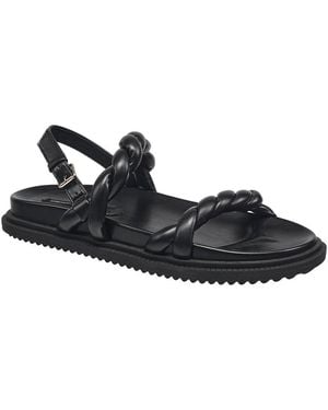 French Connection Brieanne Faux Leather Strappy Flatform Sandals - Black