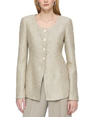 Lafayette 148 New York Scoop Neck Fitted Jacket - Natural