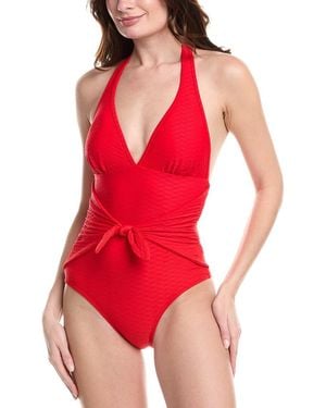Shoshanna Tie-Front One-Piece - Red