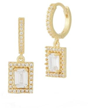 Glaze Jewelry 14k Over Silver Cz Drop Huggie Earrings - Metallic