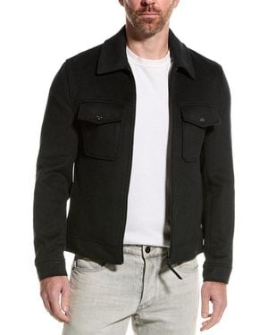 Reiss Peridoe Zip-Through Wool-Blend Shacket - Black