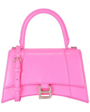Balenciaga Small Hourglass Leather Top Handle Bag - Pink