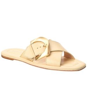 SCHUTZ SHOES Lois Leather Flat Sandal - White