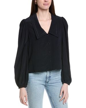 FRAME The Sailor Silk Blouse - Black