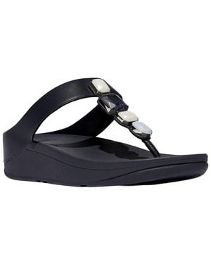 Fitflop Fino Multi Stone Leather Toe Post Sandal - Blue