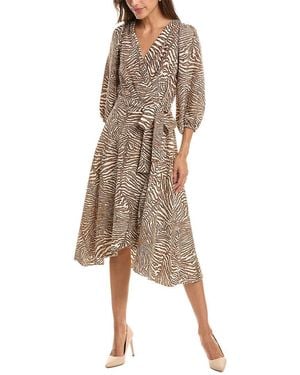 DKNY Faux Wrap Midi Dress - Natural