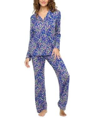 Cosabella 2Pc Bella Printed Top Pant Set - Blue