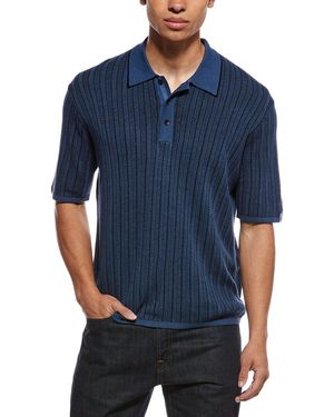 Rag & Bone Harvey Garment Dyed Polo Shirt - Blue