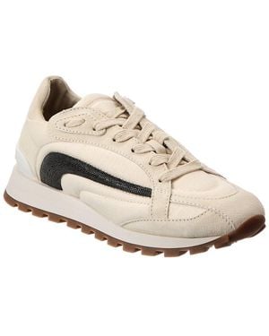 Brunello Cucinelli Canvas & Suede Trainer - White