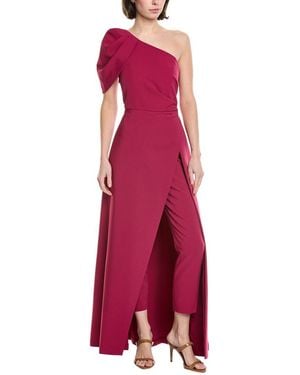 Kay Unger Bijou One-Shoulder Jumpsuit - Red