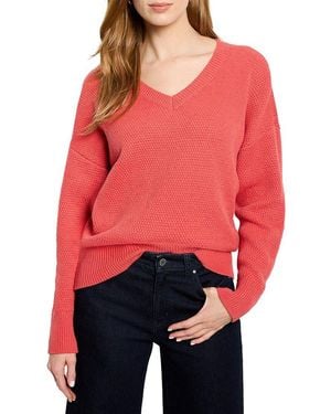 NIC+ZOE Tuck Stitch V-Neck Jumper - Red