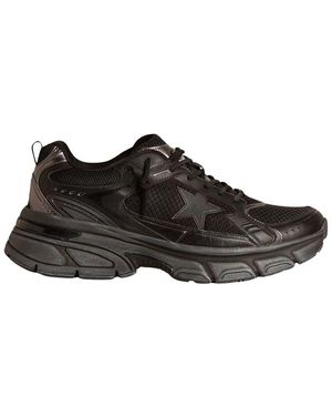 Golden Goose Lightstar Net Leather & Mesh Trainer - Brown