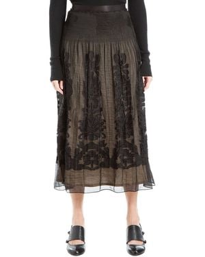 Max Studio Floral Jacquard Overlay Midi Skirt - Black