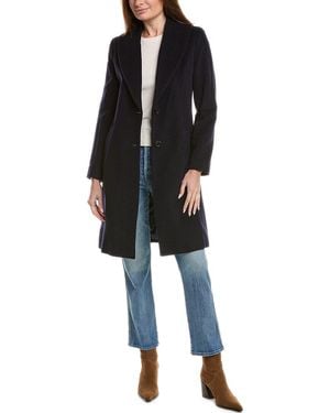 Sofiacashmere Shawl Collar Wool & Cashmere-Blend Coat - Black