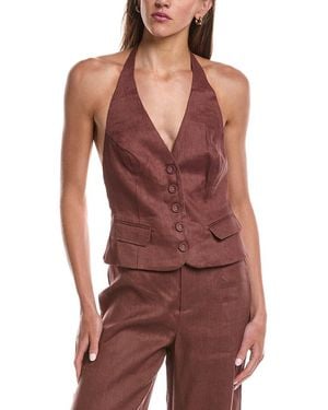 Bardot Domenica Halter Linen Vest - Red
