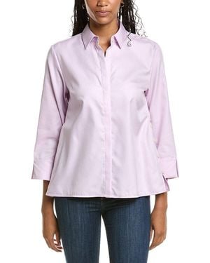 Foxcroft Beatrice 3/4-Sleeve Twill Shirt - Purple