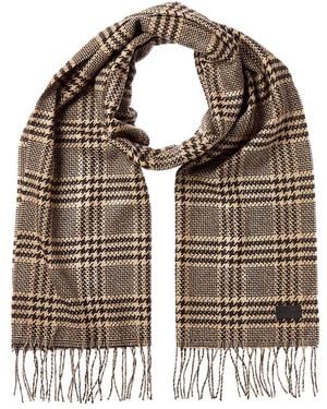Saint Laurent Prince Of Wales Silk & Cashmere-Blend Scarf - Black