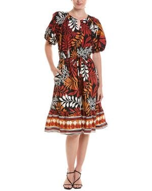 Jones New York Tiered Puff Sleeve V-Neck Dress