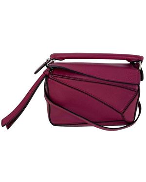 Loewe Leather Mini Puzzle Crossbody Handbag (Authentic Pre-Loved) - Purple