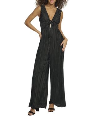 Siena Jewelry Pleated Woven Jumpsuit - Black