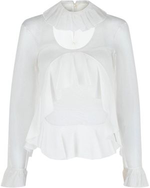 Givenchy Cropped Silk Blouse - White