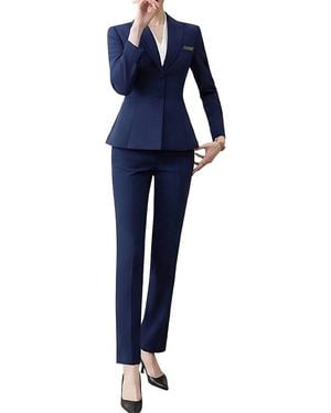 VERA DOLINI 2Pc Jacket & Pant Set - Blue