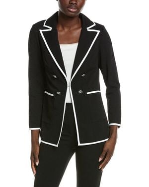 Ming Wang Heritage Fit Stretch Deco Crepe Blazer - Black