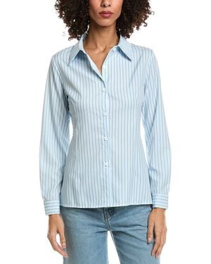 Madison Miles Stripe Button Shirt - Blue